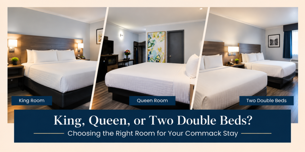 Hotel rooms in Commack NY at Commack Inn with king, queen and two double bed options